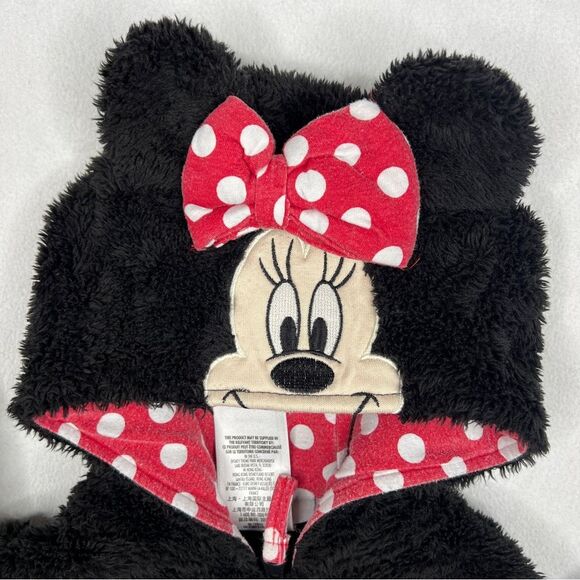 Disney Parks Fuzzy Fleece Minnie Zip Up Kids Hoodie Jacket Sweatshirt 12M - Picture 5 of 6